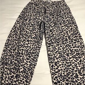 Zara Black on Cream Leopard Wide Leg Pants